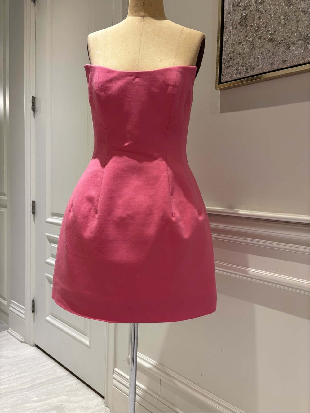 Oscar de la Renta Strapless Pink A-Line Mini Dress